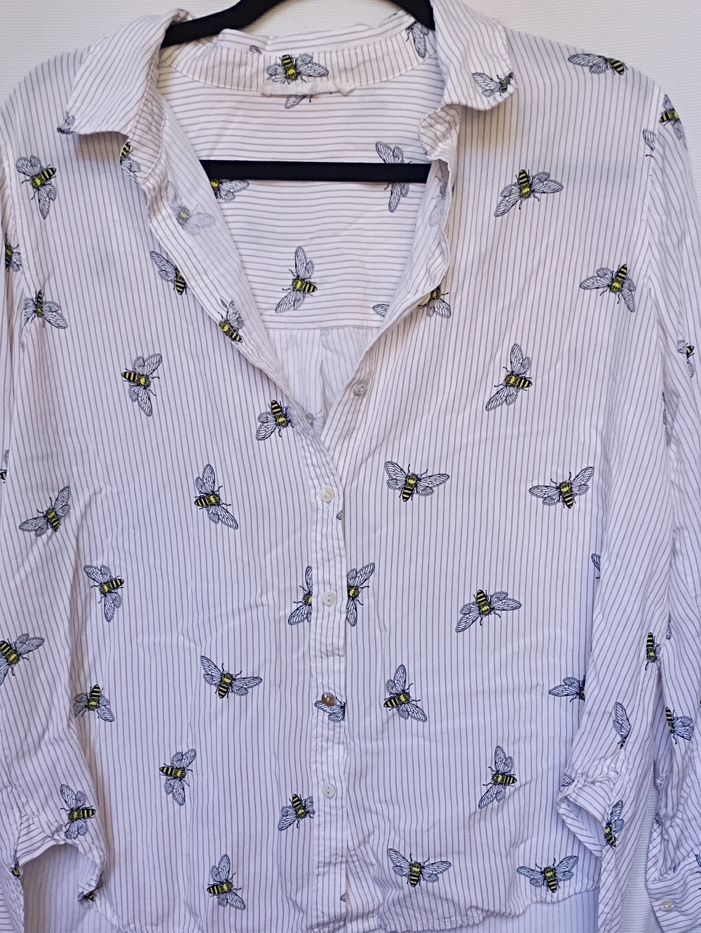 Jane + Delancey Pinstripe Button Down Shirt With Bee Print